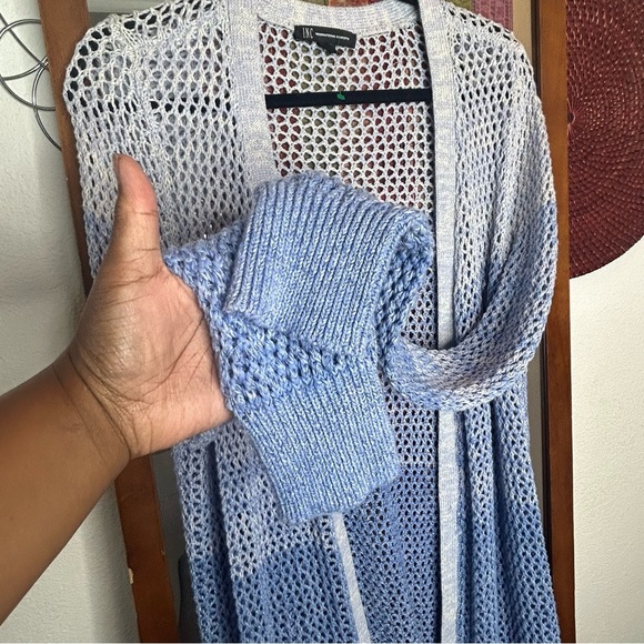 INC International Concepts Blue Ombré Open Knit Sweater Duster size PXL - Picture 4 of 7